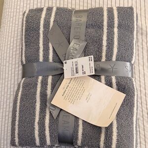 Barefoot Dreams Gray and White Throw Blanket